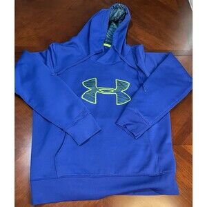 Under Armour ColdGear Semi Fitted Hoodie Pullover Blue & Green Men's Size XL